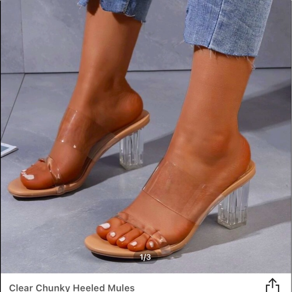 Clear low chunky heels brand nee in box !